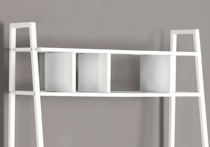 Computer desk white metal frame with 3 storage cubbies, leaning modern home office setup on Tampa Home & Garden Store