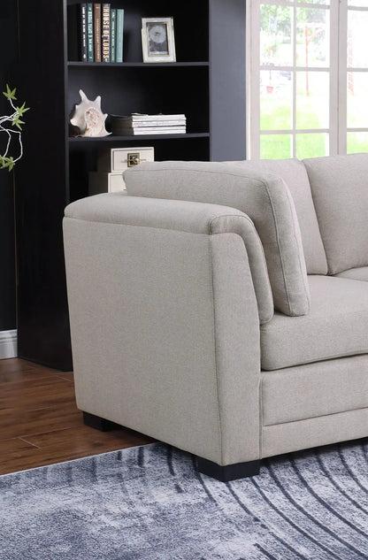 Kristin fabric reversible sectional sofa, light gray upholstery, 2-piece living room set with square arms on Tampa Home & Garden Store