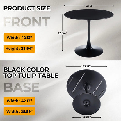 Tulip Special Dining Table black round top with pedestal base 42.13 dia, 28.94 high Unique Piece on Tampa Home & Garden Store