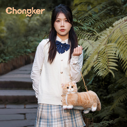 Ginger Cat Bag – Plush Shoulder Bag for Cat Lovers
