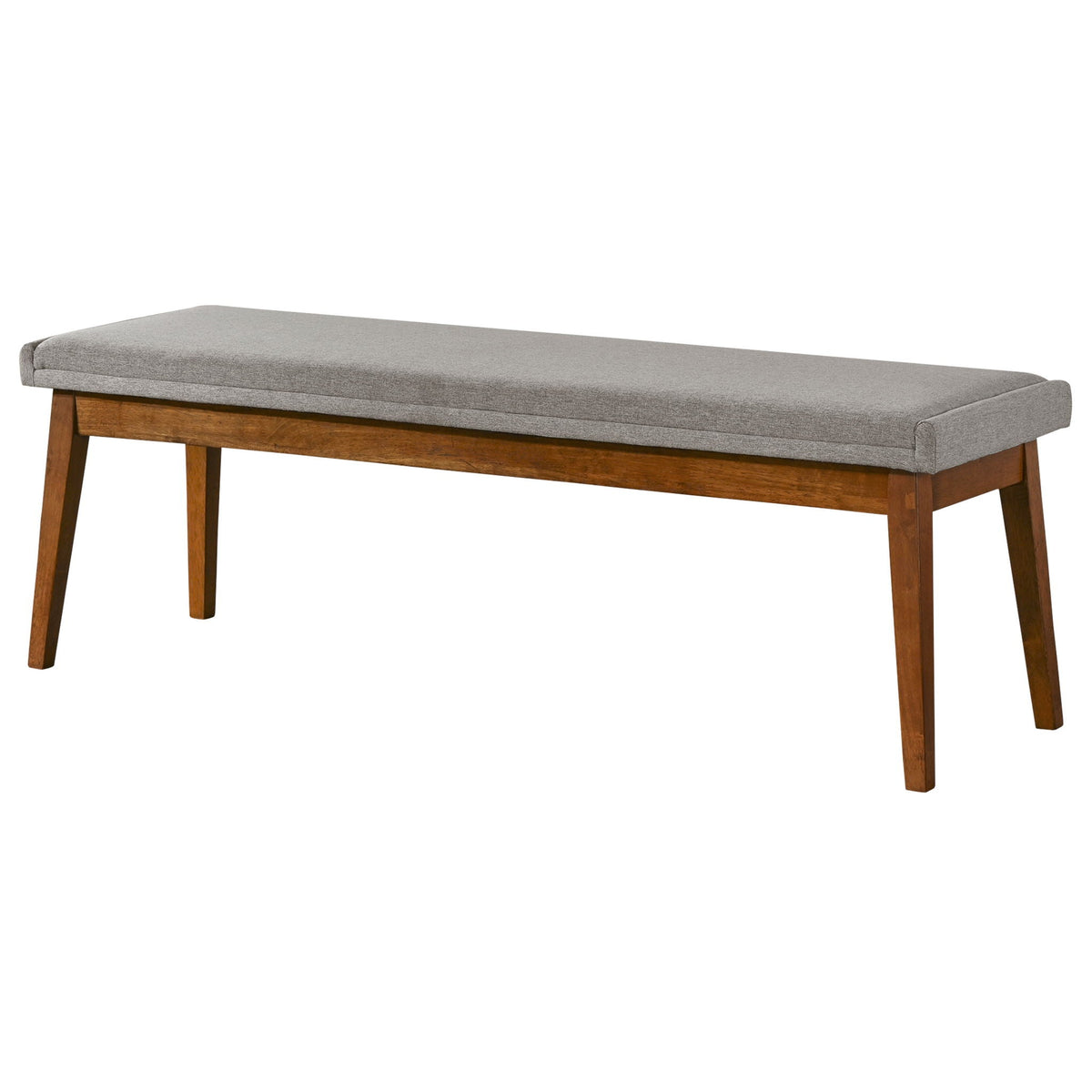 Ash gray upholstered bench with solid wood base and tapered legs by HouseOfZazla on Tampa Home & Garden Store