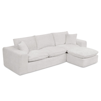 Sectional sofa with moveable ottoman in cream boucle fabric, 3-piece sofa set on Tampa Home & Garden Store