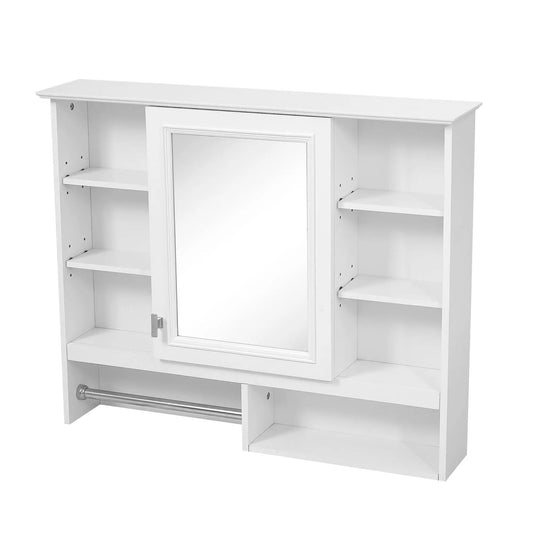 White wall-mount medicine cabinet with mirror, open shelves and adjustable storage on Tampa Home & Garden Store