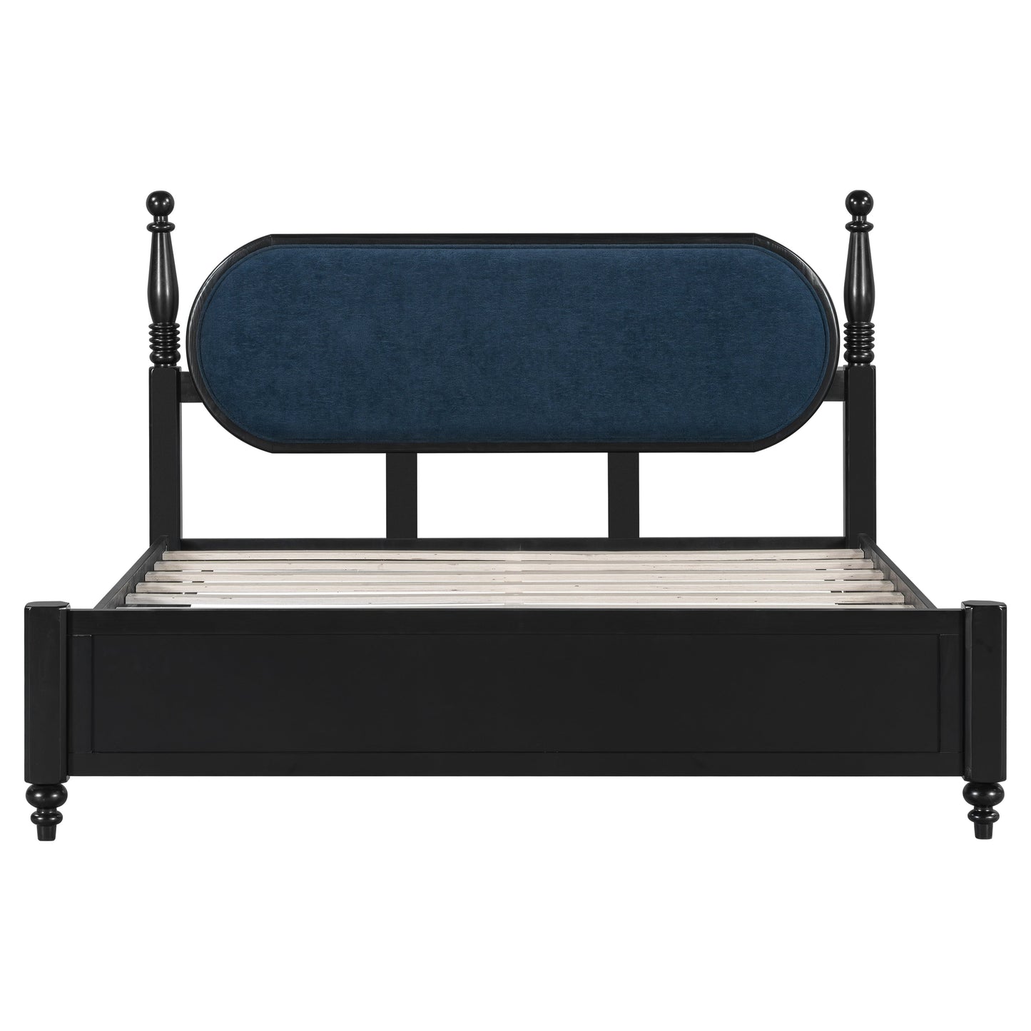 Queen Upholstered Bed Frame With Wood and Slats