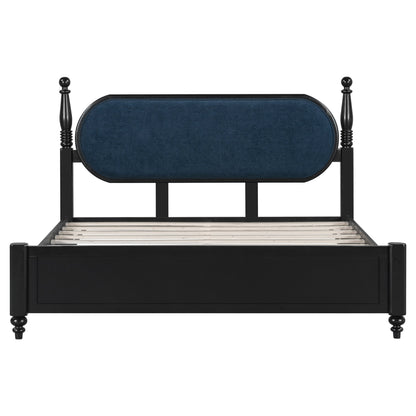 Queen Upholstered Bed Frame With Wood and Slats