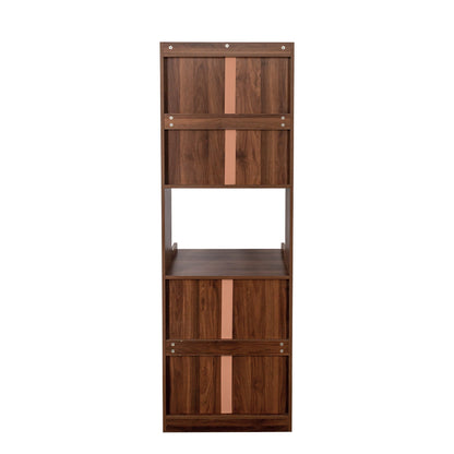 Kitchen Pantry Hutch Storage Cabinet Farmhouse Style HouseOfZazla warm walnut with peach stripe on Tampa Home & Garden Store