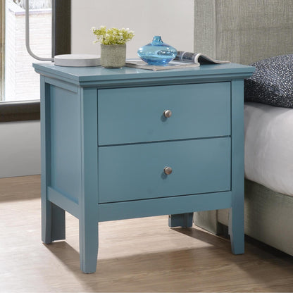 English Dovetailed Drawers Nightstand blue finish with nickel hardware by HouseOfZazla on Tampa Home & Garden Store