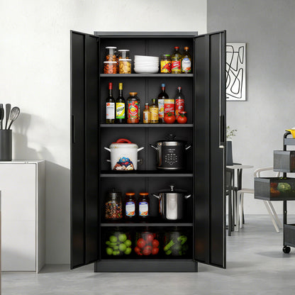 Steel garage storage cabinet by HouseOfZazla with adjustable shelves and lock, black finish on Tampa Home & Garden Store