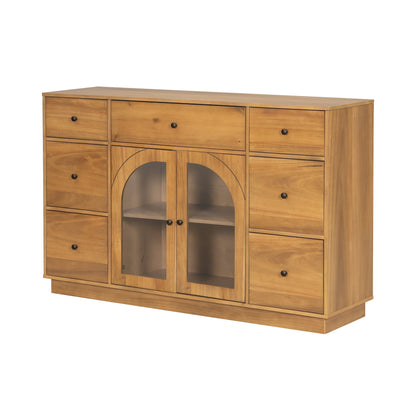 Cabinet with storage by HouseOfZazla in natural oak finish with glass arched doors on Tampa Home & Garden Store