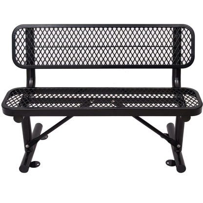 6' outdoor steel bench with backrest, black, diamond-mesh seat and back, HouseOfZazla on Tampa Home & Garden Store