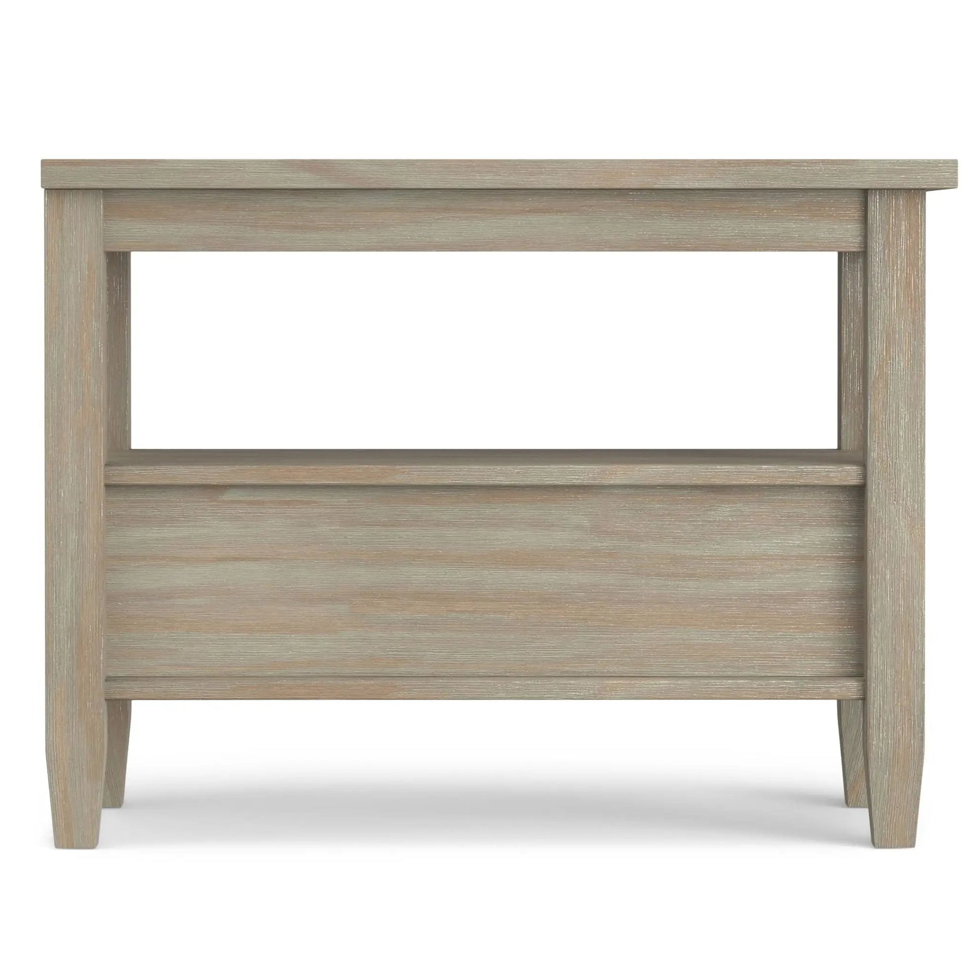 Warm Shaker handcrafted coffee table in weathered gray-brown wood with sturdy legs on Tampa Home & Garden Store