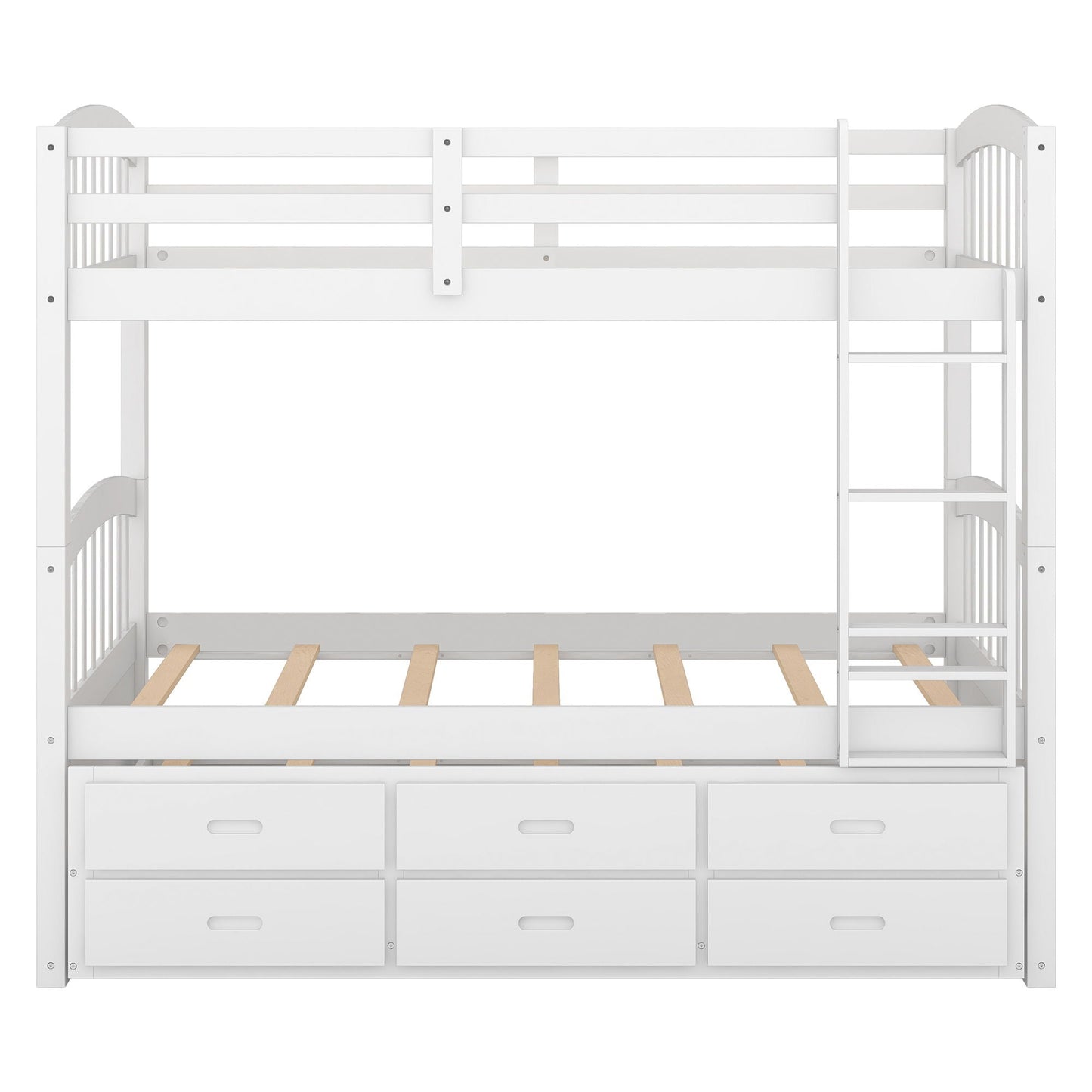 White bunk bed with trundle and drawers, arched headboard and footboard by HouseOfZazla on Tampa Home & Garden Store