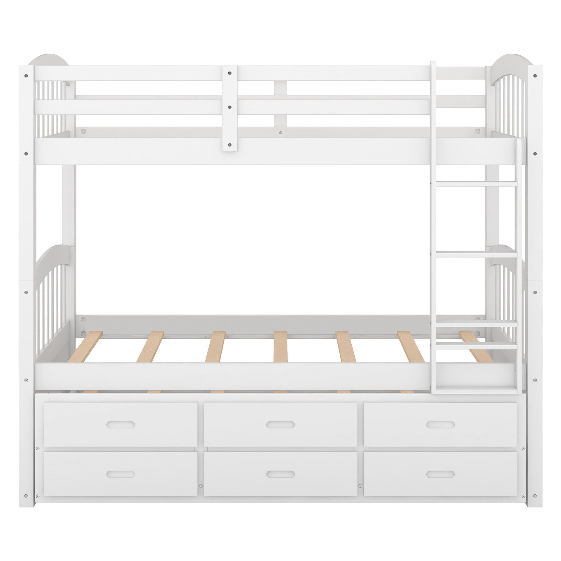 White bunk bed with trundle and drawers, arched headboard and footboard by HouseOfZazla on Tampa Home & Garden Store