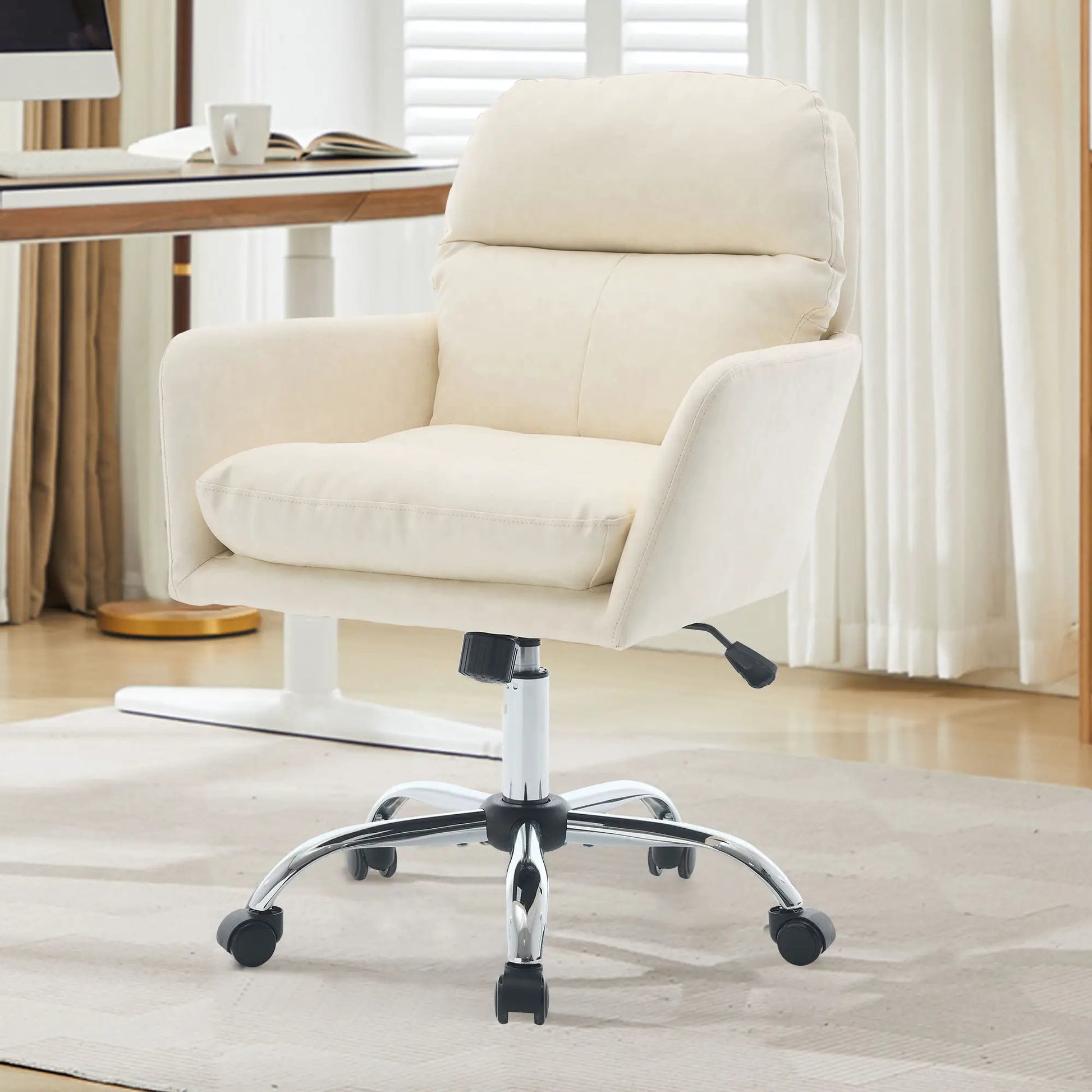 Office chair with adjustable height, beige leather, swivel base on Tampa Home & Garden Store