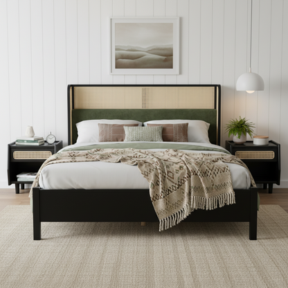 Sleek King Size Black and Green Bed Frame