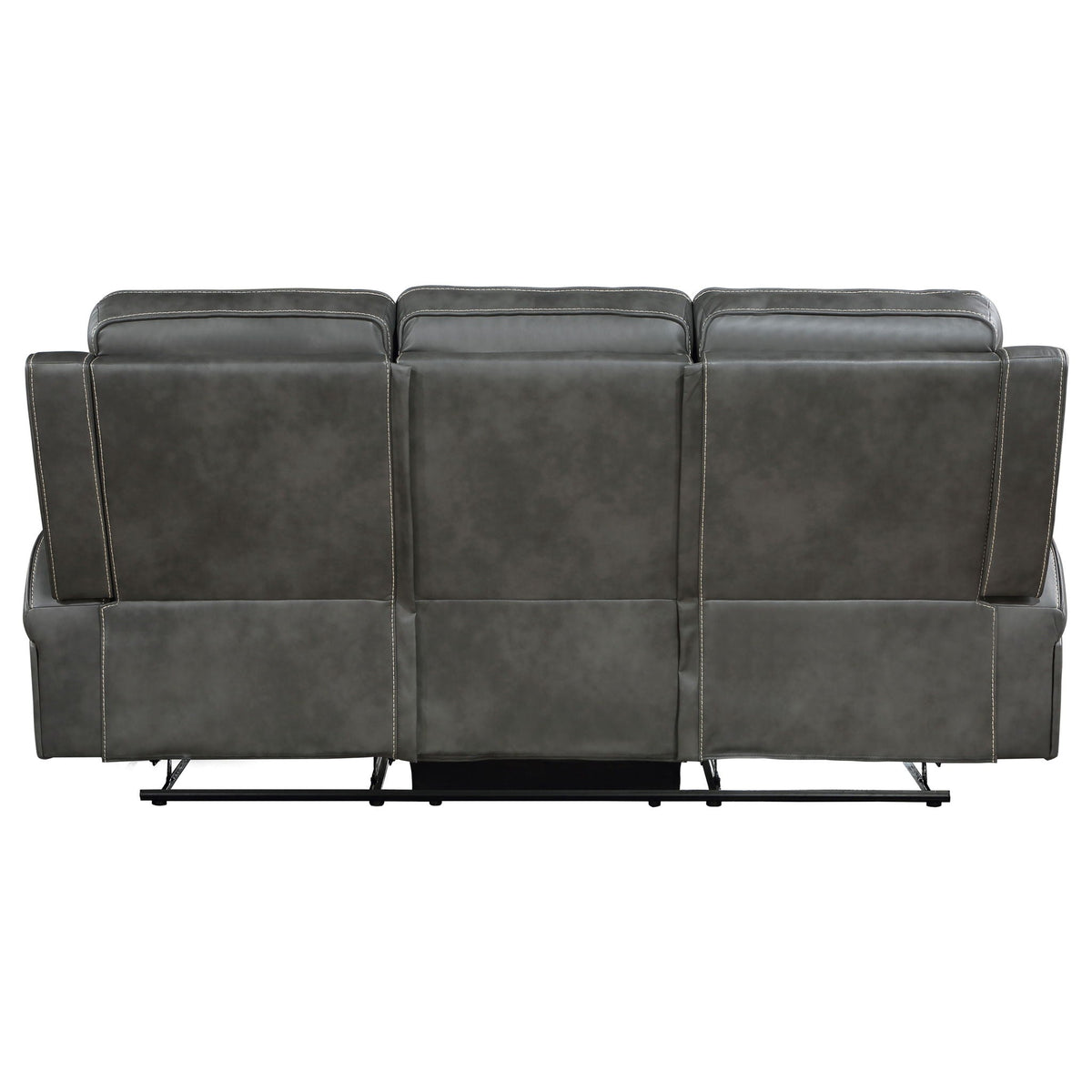 Forrest gray leather reclining sofa with tufting and wide track arms HouseOfZazla on Tampa Home & Garden Store
