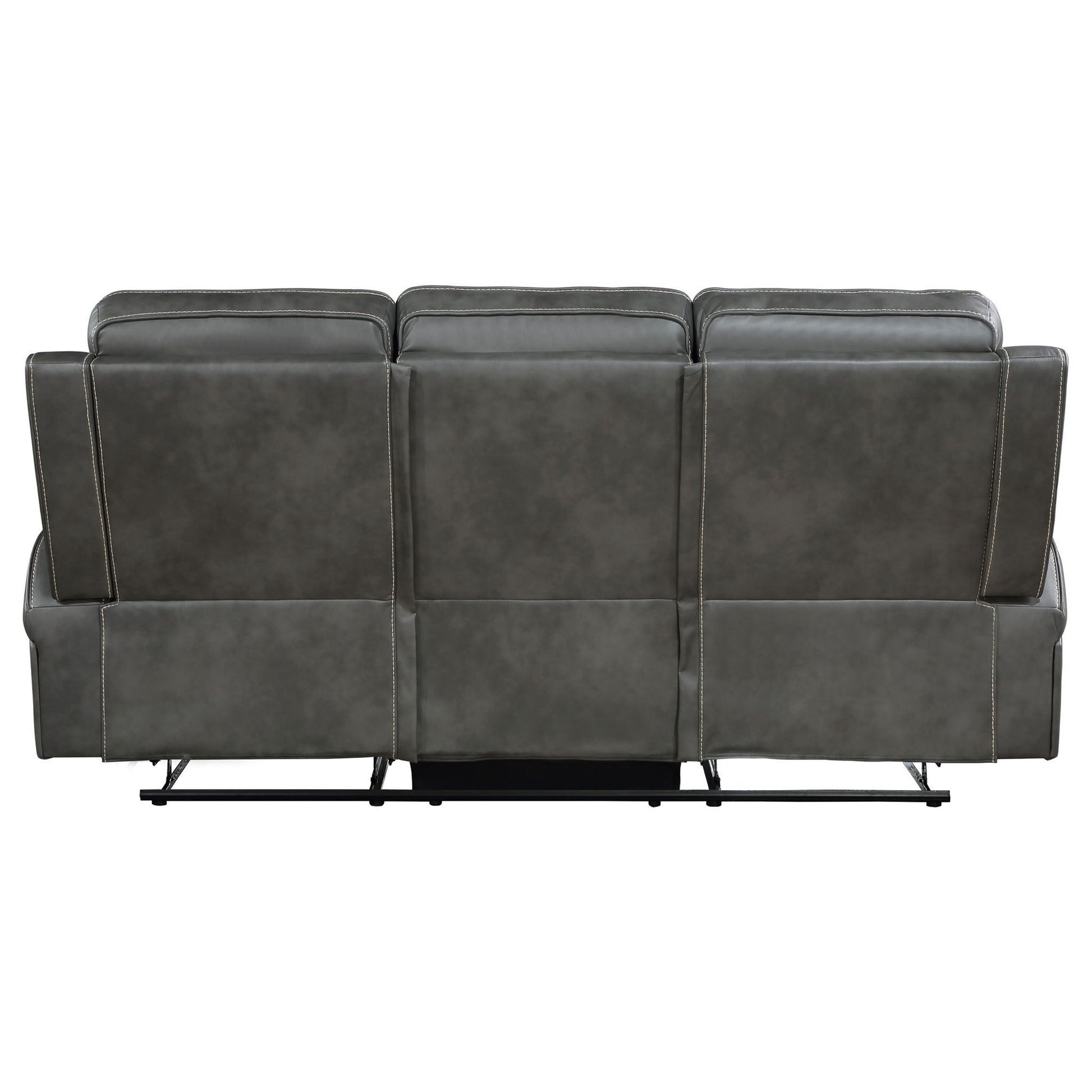 Forrest gray leather reclining sofa with tufting and wide track arms HouseOfZazla on Tampa Home & Garden Store