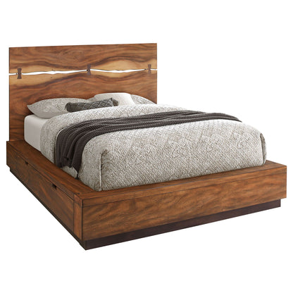 Mallory platform bed by HouseOfZazla in warm wood with built-in storage drawers on Tampa Home & Garden Store