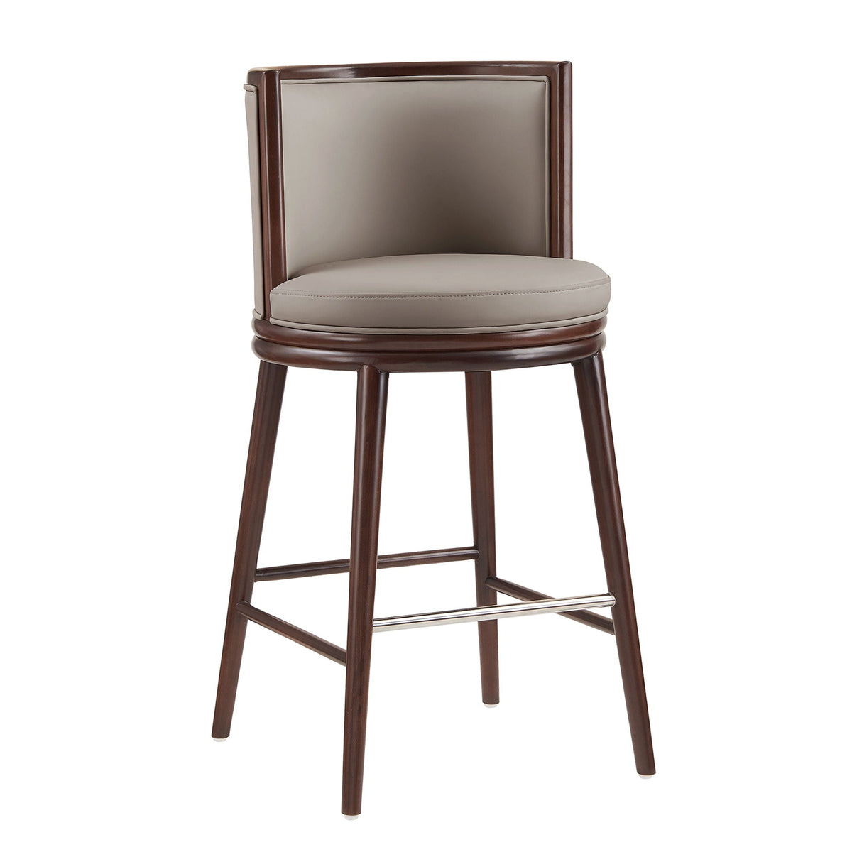 Evalyn barstool by HouseOfZazla, bar height 28-30, beige upholstery, dark brown wood frame on Tampa Home & Garden Store