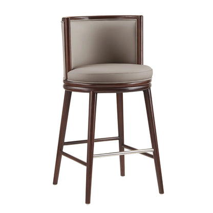 Evalyn barstool by HouseOfZazla, bar height 28-30, beige upholstery, dark brown wood frame on Tampa Home & Garden Store