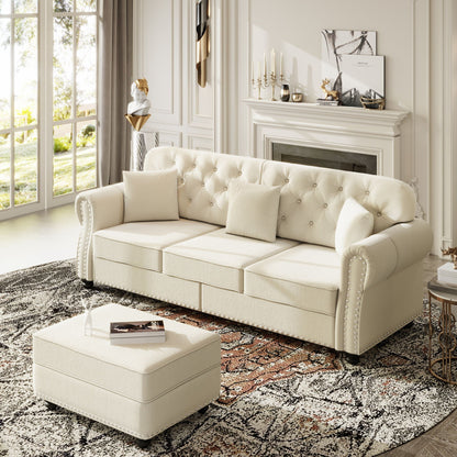 Upholstered Sofa Set with Nailhead and Pillows