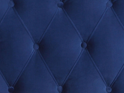 Luma upholstered bed in deep blue velvet with diamond tufting by HouseOfZazla on Tampa Home & Garden Store