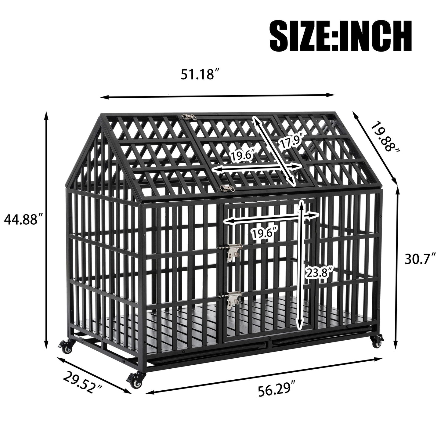 Heavy Duty Dog Crate with lockable wheels, black metal cage by HouseOfZazla on Tampa Home & Garden Store