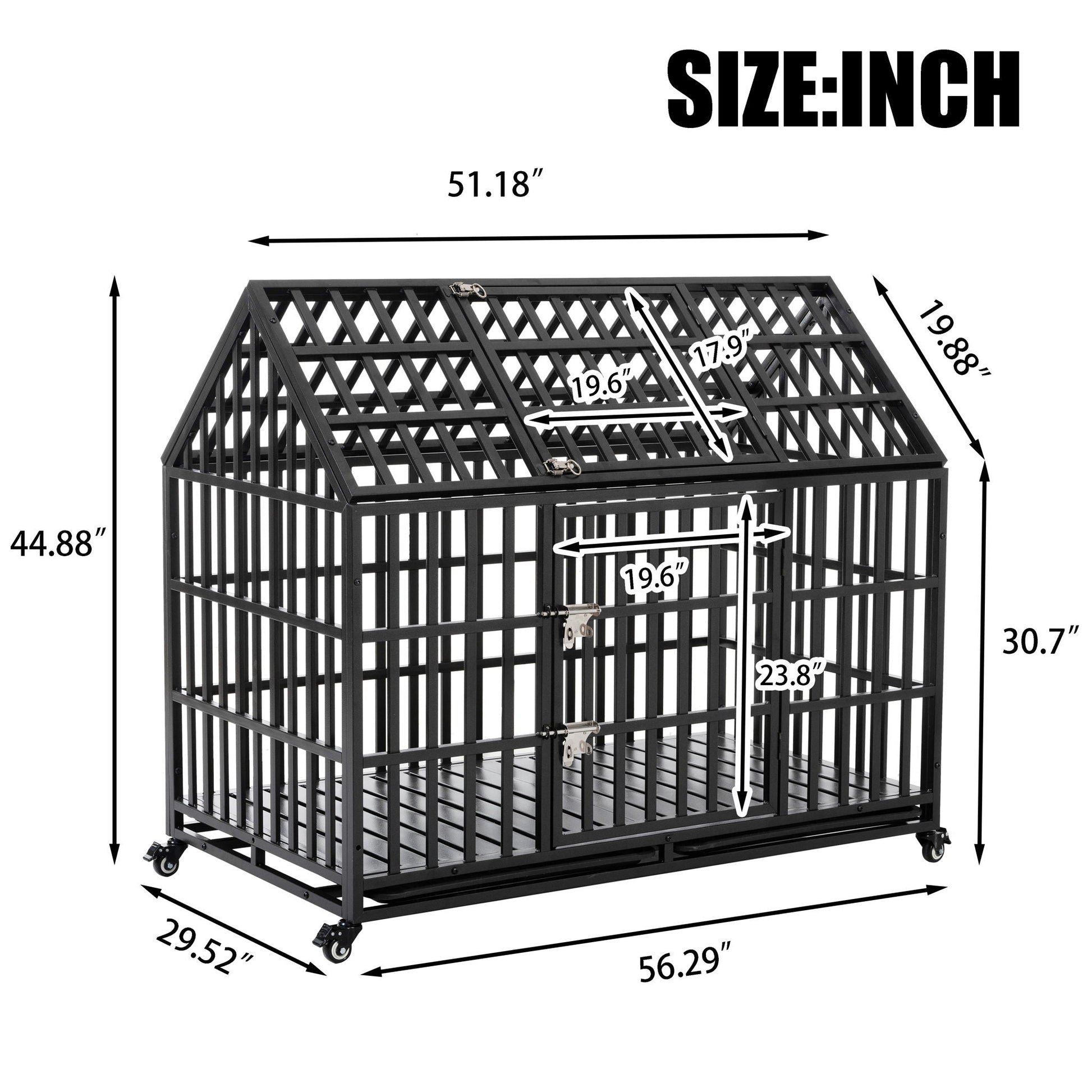 Heavy Duty Dog Crate with lockable wheels, black metal cage by HouseOfZazla on Tampa Home & Garden Store