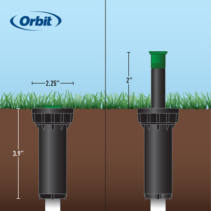 Orbit 2-inch hard-top pressure-regulating pop-up sprinkler heads for underground irrigation on Tampa Home & Garden Store