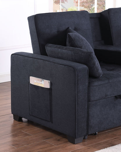 Convertible Sleeper Loveseat with Cup Holder in dark gray fabric by HouseOfZazla on Tampa Home & Garden Store