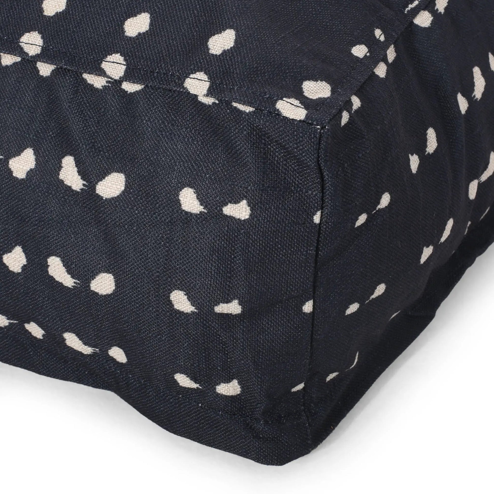 Dalm fabric square pouf ottoman dark blue with white spots on Tampa Home & Garden Store