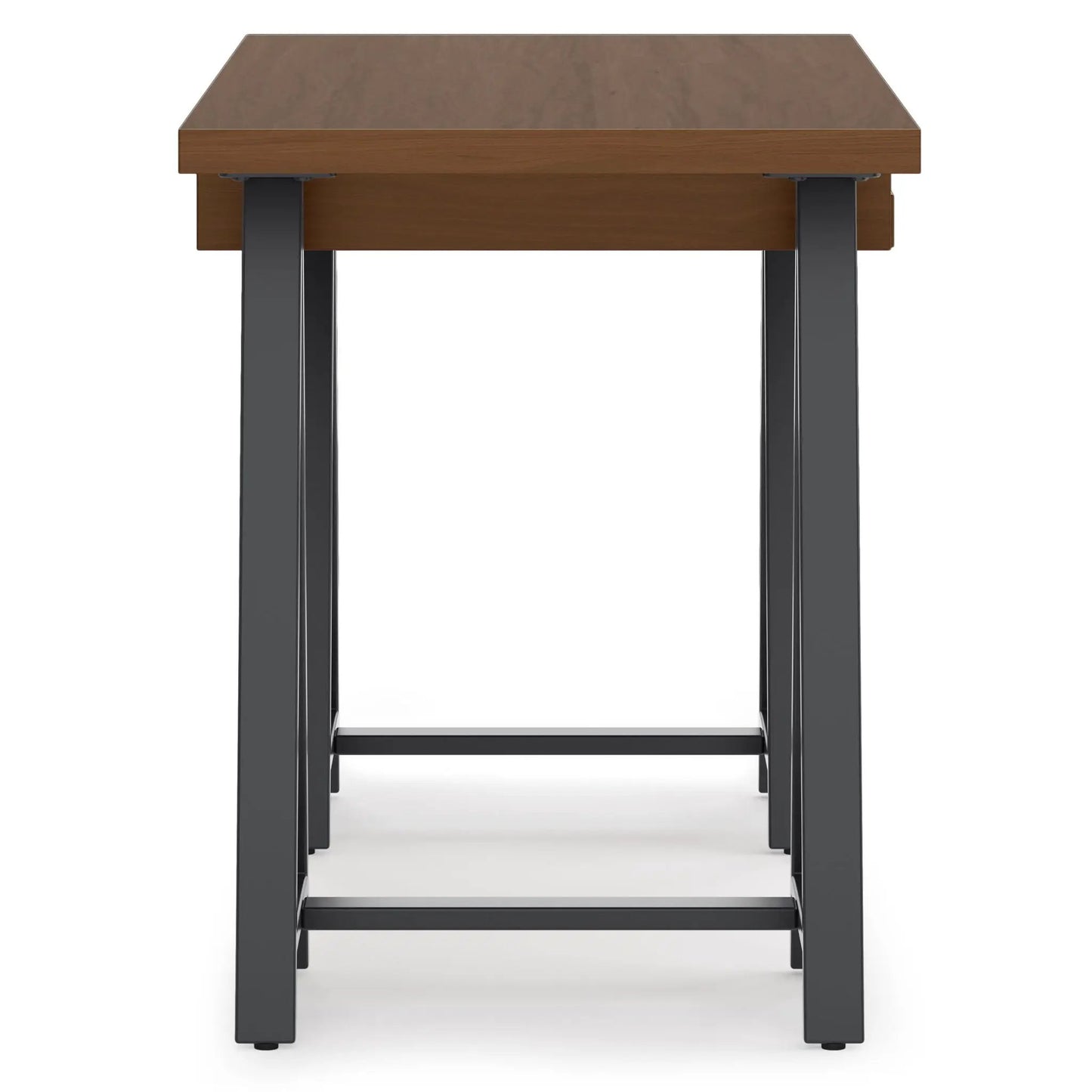Handcrafted sawhorse style desk with wood top and black metal legs by Unique Piece Furniture on Tampa Home & Garden Store