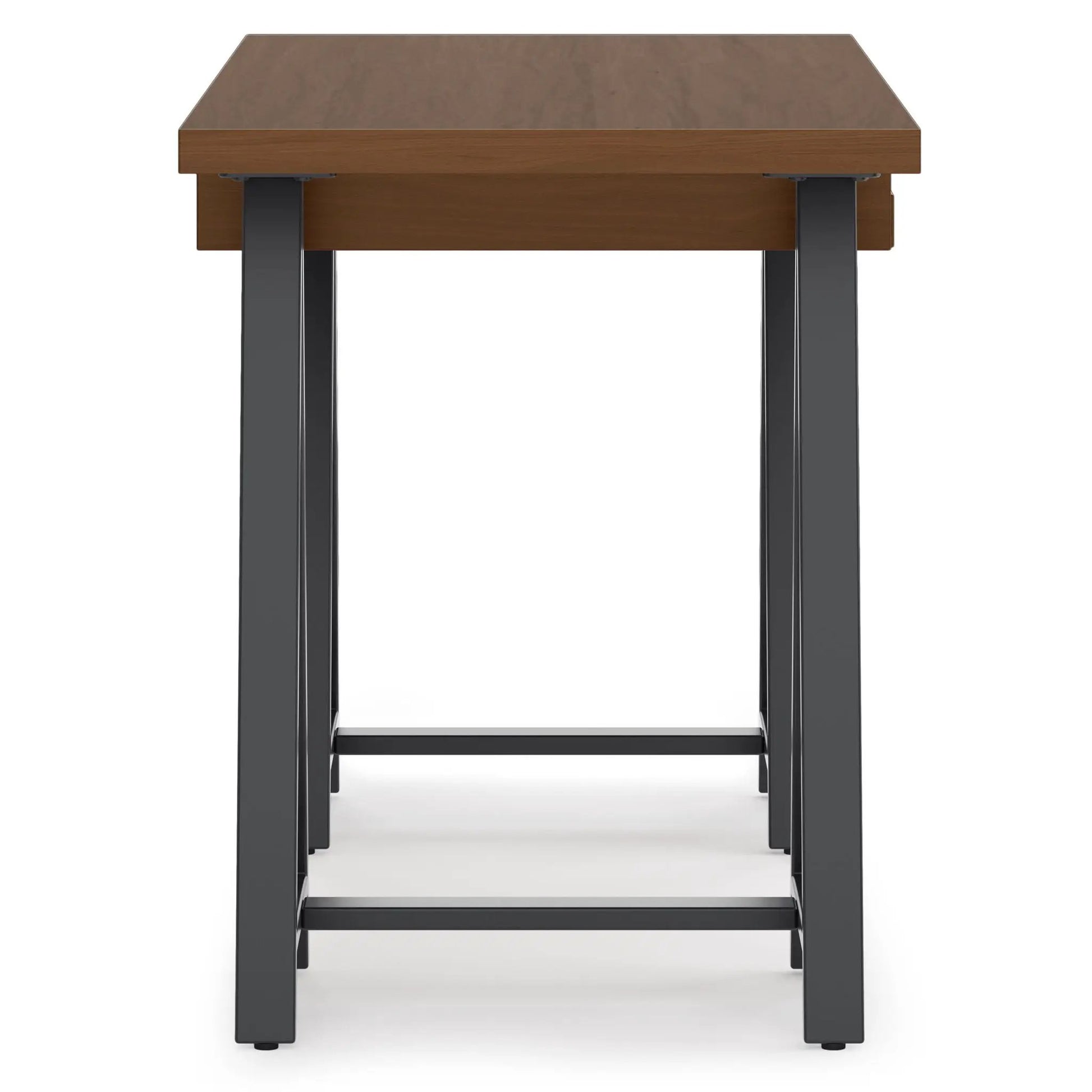 Handcrafted sawhorse style desk with wood top and black metal legs by Unique Piece Furniture on Tampa Home & Garden Store