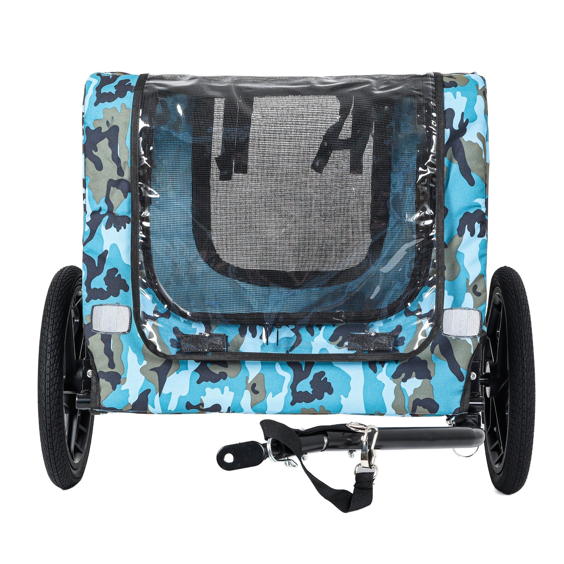 Outdoor heavy duty collapsible pet trailer with 16-Inch wheels blue camouflage HouseOfZazla on Tampa Home & Garden Store