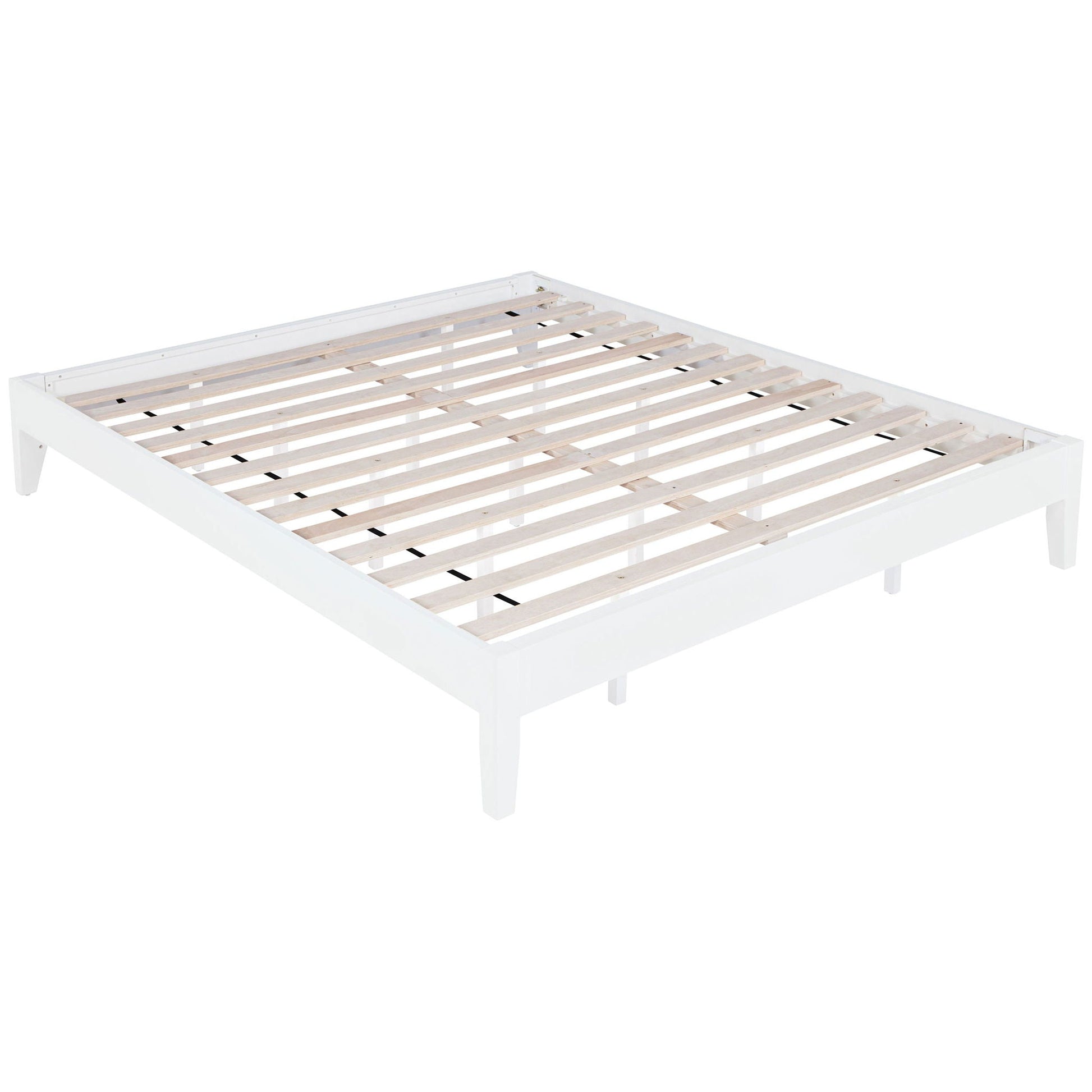 Hounslow platform bed frame white with wooden slats by HouseOfZazla on Tampa Home & Garden Store