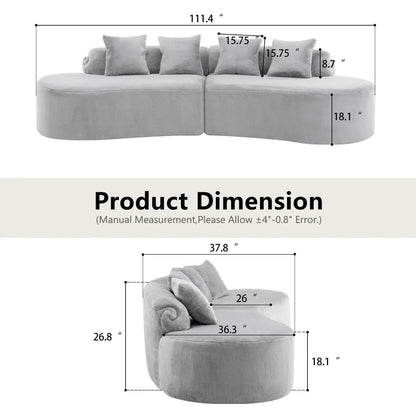 Modern Curved Sofa with Pillows for Living Room