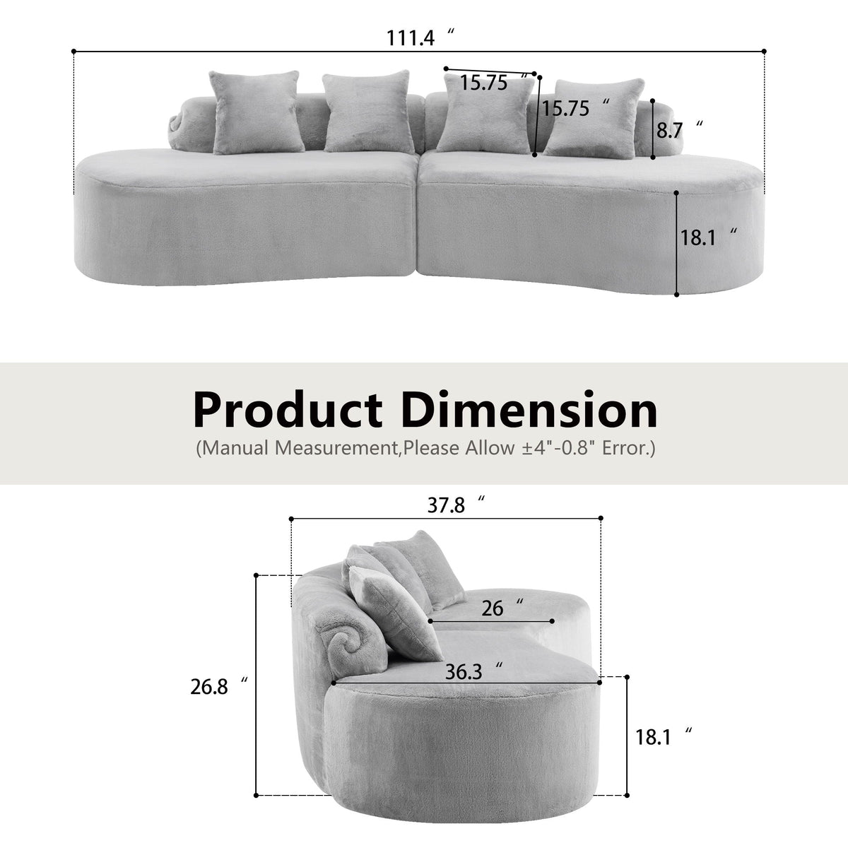 Modern Curved Sofa and the Soft Linen Pillows
