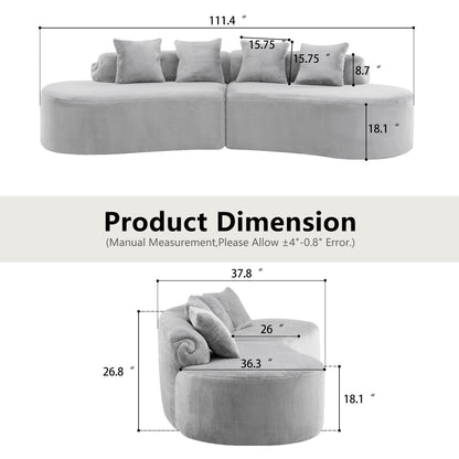 Modern Curved Sofa and the Soft Linen Pillows