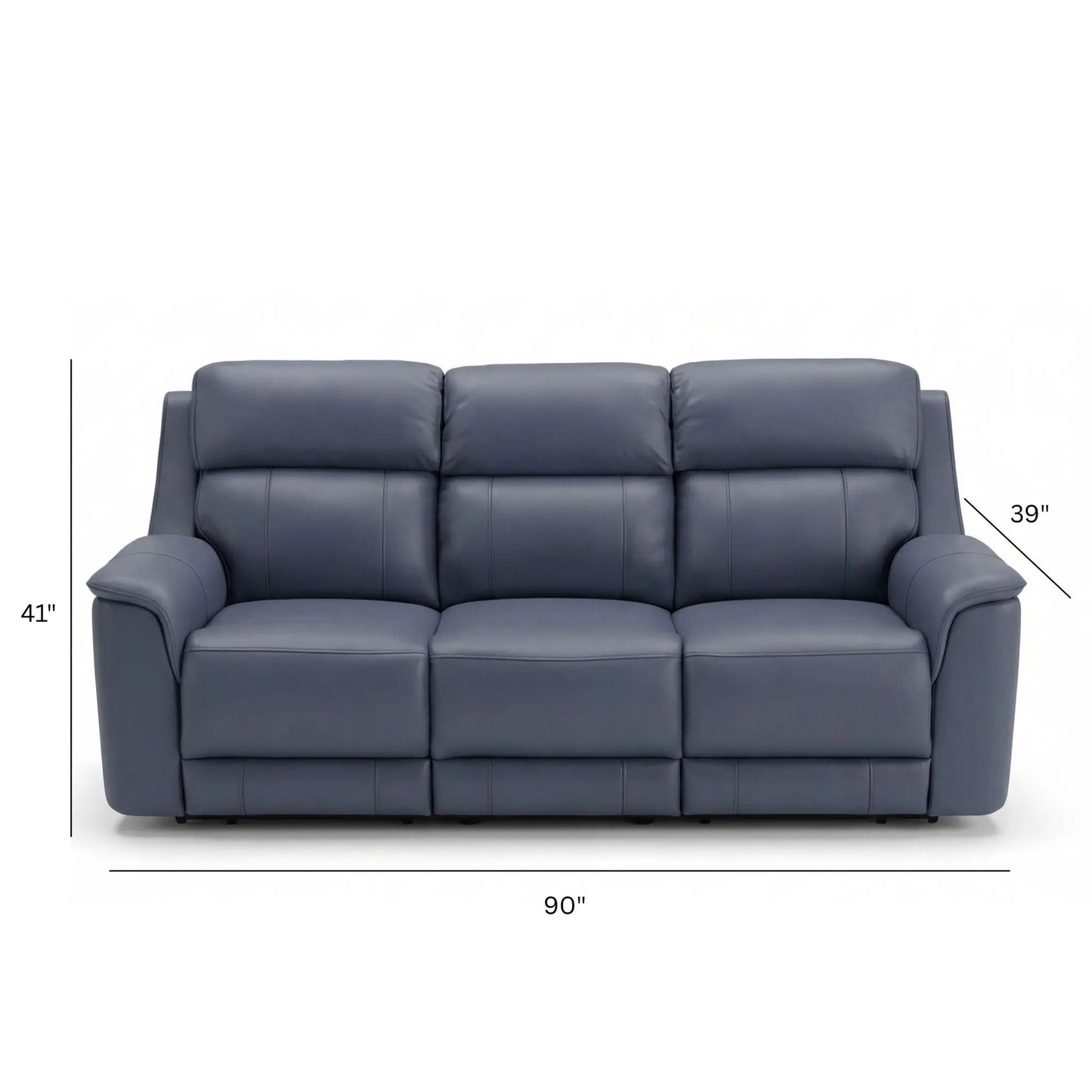 Oslo Dual Power Reclining Sofa by Unique Piece Furniture in blue leather, 3-seat on Tampa Home & Garden Store