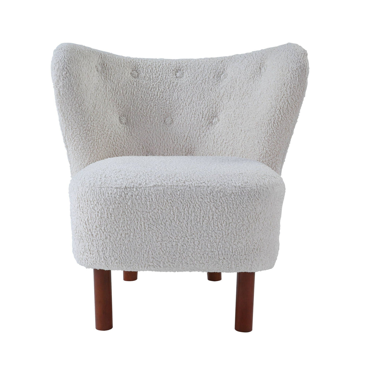 Teddy Sherpa Accent Chair white plush upholstery with wooden legs HouseOfZazla on Tampa Home & Garden Store