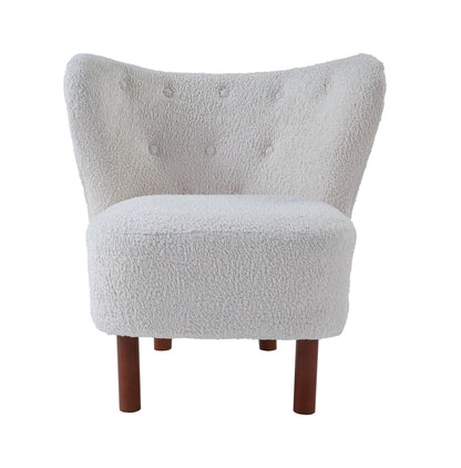 Teddy Sherpa Accent Chair white plush upholstery with wooden legs HouseOfZazla on Tampa Home & Garden Store