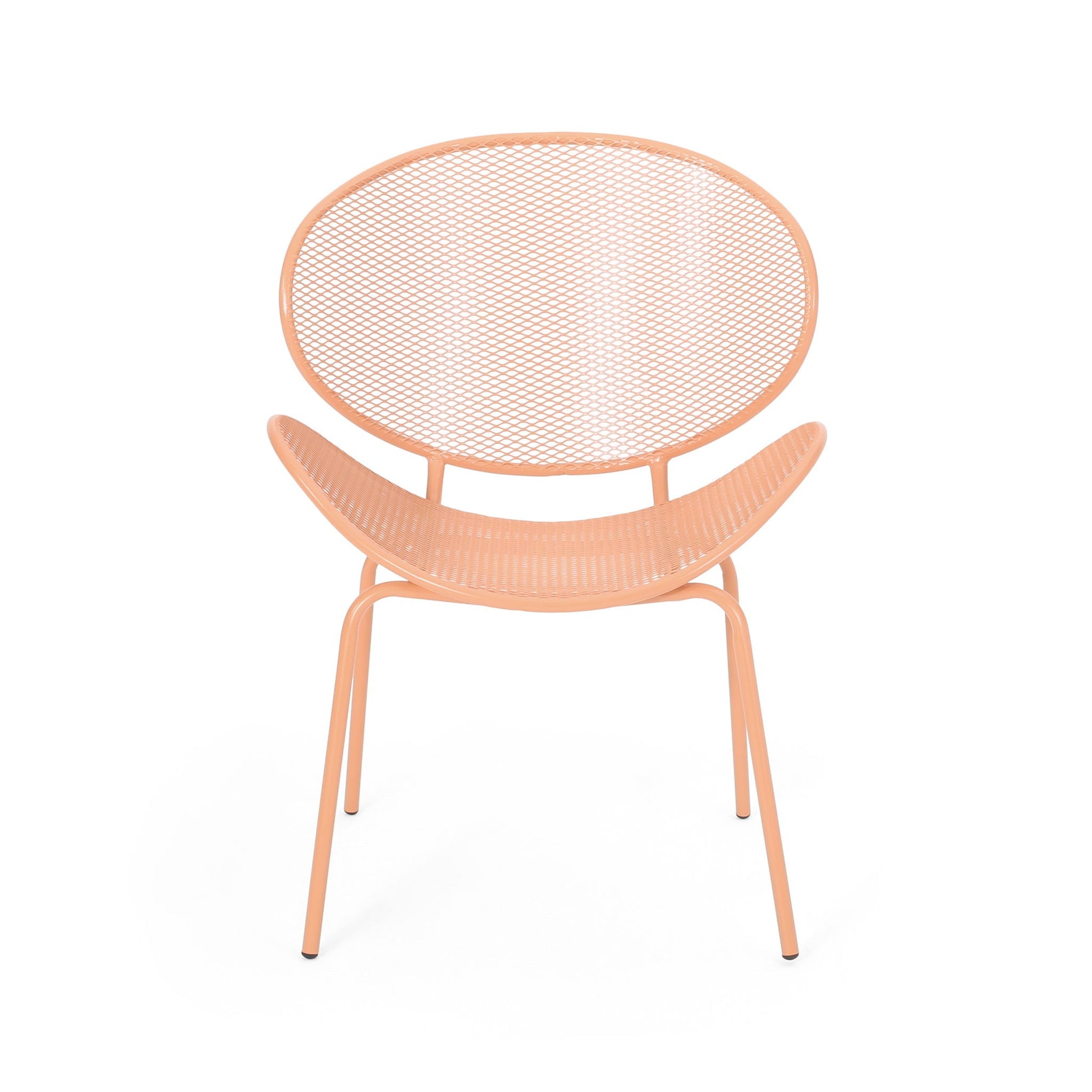 Elba Contemporary Outdoor Armless Chair pair peach metal mesh chairs by HouseOfZazla on Tampa Home & Garden Store