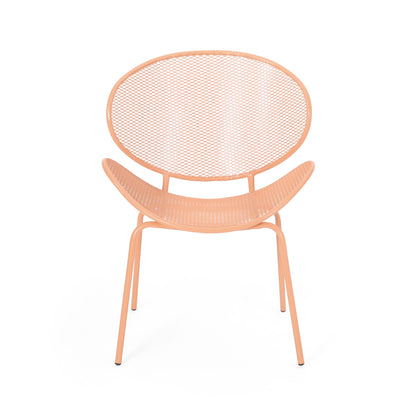 Elba Contemporary Outdoor Armless Chair pair peach metal mesh chairs by HouseOfZazla on Tampa Home & Garden Store