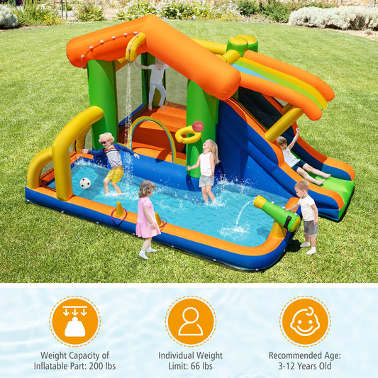 Inflatable Bounce House Water Park with Slide and 480W Blower - Tampa Home & Garden Store