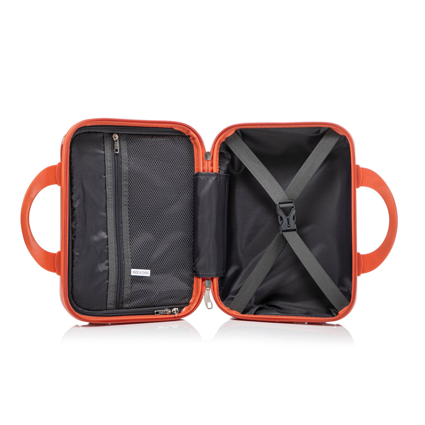 2pc spinner luggage set orange gradient shell with interior mesh divider and straps on Tampa Home & Garden Store