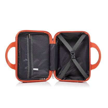 2pc spinner luggage set orange gradient shell with interior mesh divider and straps on Tampa Home & Garden Store
