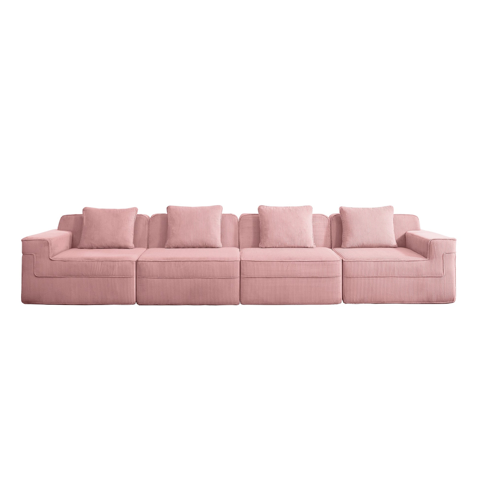 Modular 4-Seat Boneless Sofa by HouseOfZazla in pink dusty-rose ribbed cloud couch on Tampa Home & Garden Store