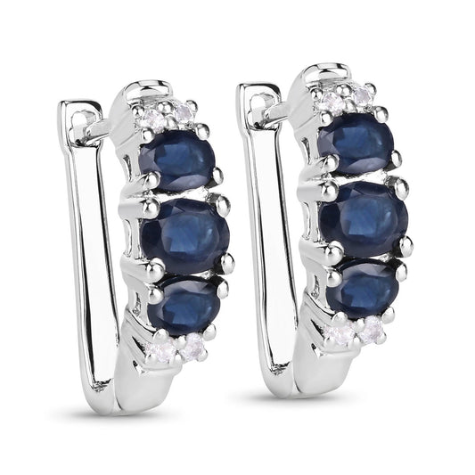 Earrings Bids.com sterling silver with blue sapphires and white topaz, pair on Tampa Home & Garden Store