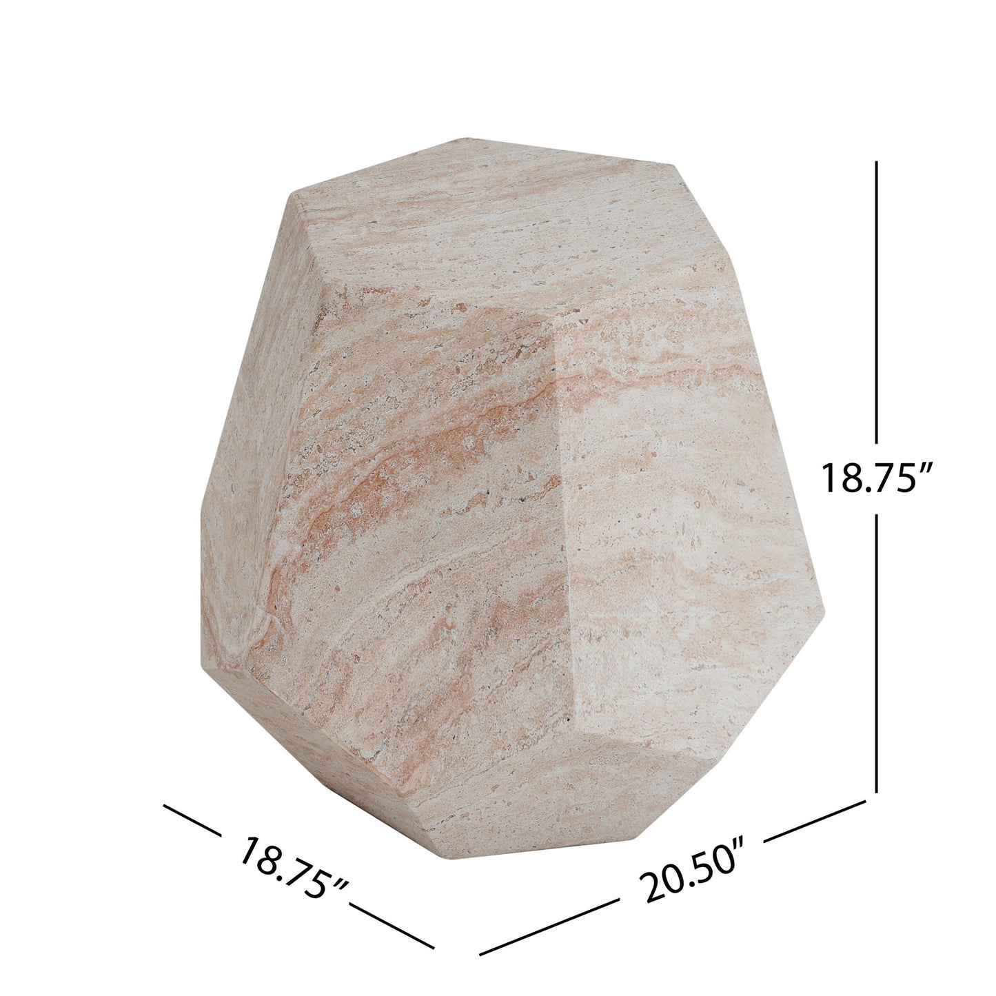 Outdoor concrete side table by HouseOfZazla in beige textured stone octagonal shape on Tampa Home & Garden Store