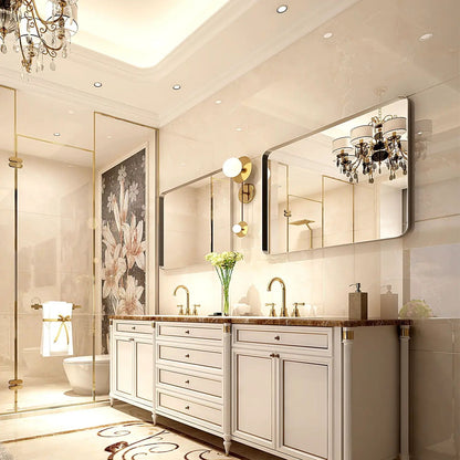 Rounded Corner Bathroom Mirror With Wall Mount